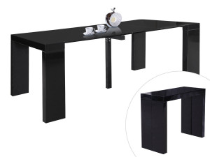 Mesa de jantar extensível "Dina" - 200/40 x 94 x 75 cm - Lacada preta