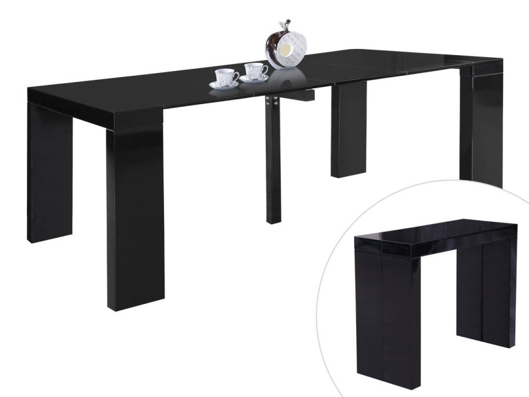 Mesa de jantar extensível "Dina" - 200/40 x 94 x 75 cm - Lacada preta
