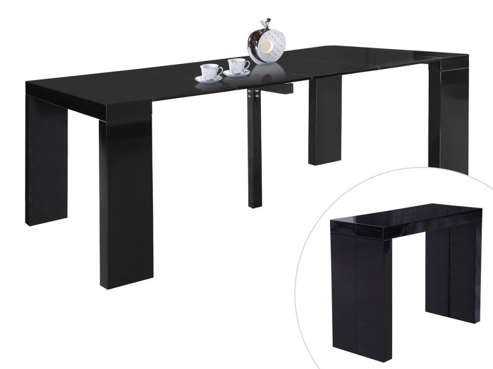 Mesa de jantar extensível "Dina" - 200/40 x 94 x 75 cm - Lacada preta