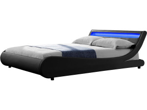 Cama LED "Natacha" - 140 x 190 cm - Preto