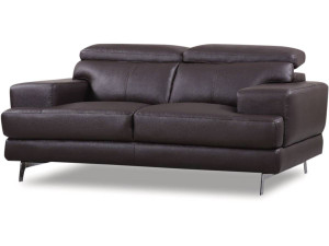 Sofá de couro colado/PVC "Venise" - 2 lugares - Marrom