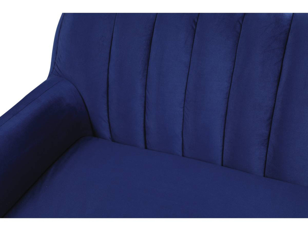 Sofá fixo de veludo "Evans" - 195 x 84 x 82 cm - 3 lugares - Azul escuro