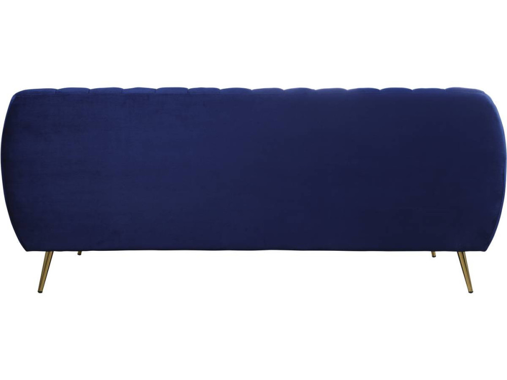 Sofá fixo de veludo "Evans" - 195 x 84 x 82 cm - 3 lugares - Azul escuro