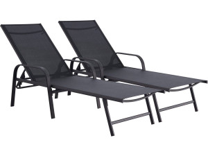 Conjunto de 2 espreguiçadeiras metálicas "Farniente" - Preto