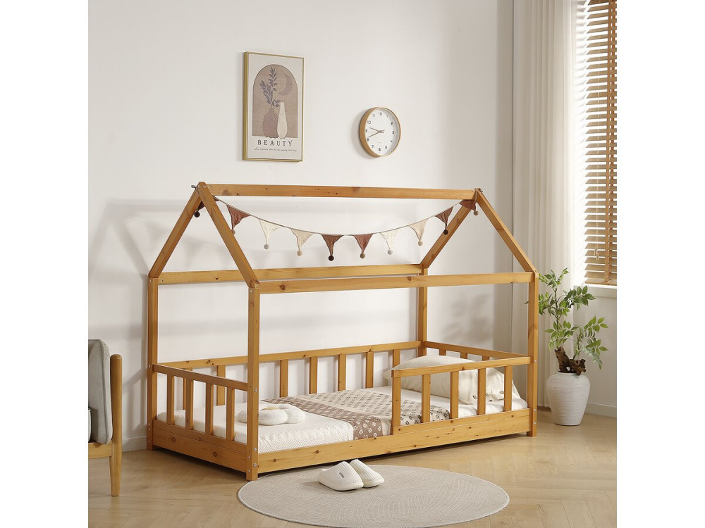 Cama de criança em madeira "Mila" - 90 x 190 cm - Castanho