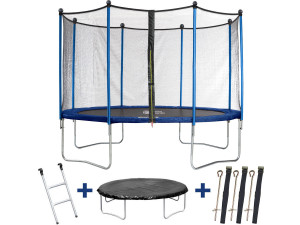 Trampolim "happy"  - Ø 3.65 m - com rede de proteção + escada + capa + kit de fixação ao solo