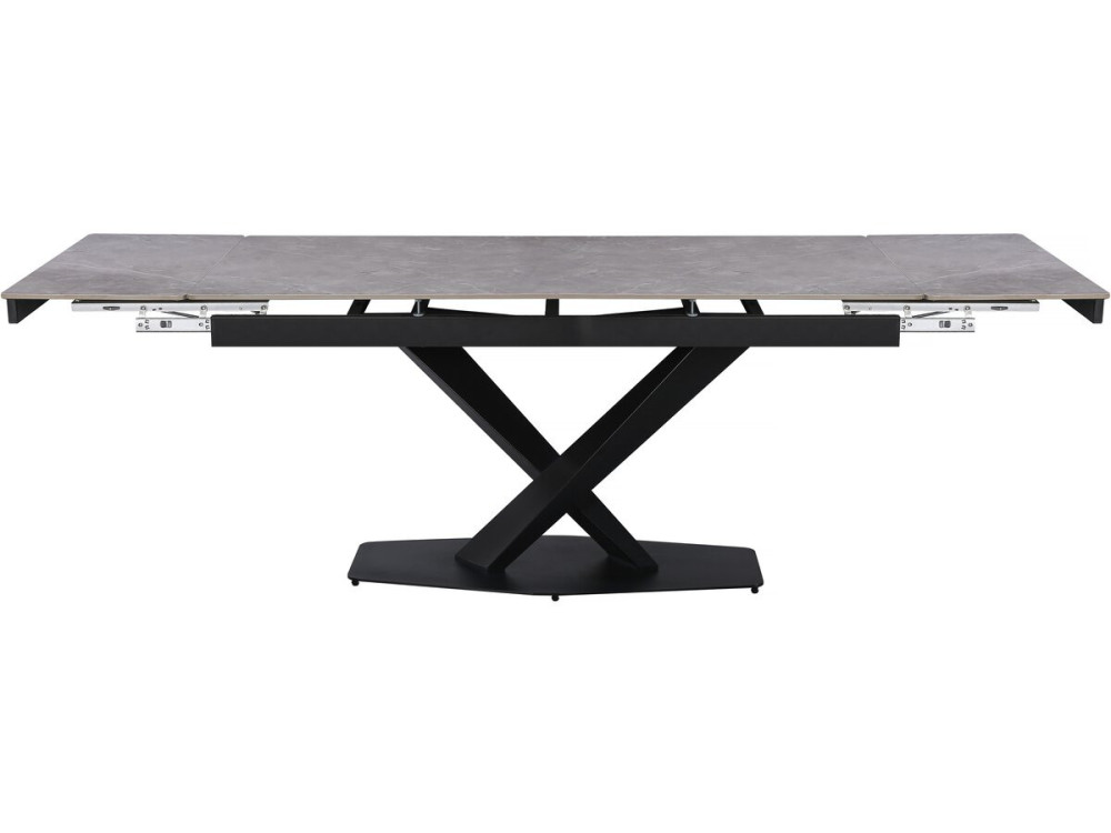 Mesa de jantar extensível em cerâmica para 6 a 10 pessoas "Silêncio" - Cinza Mármore