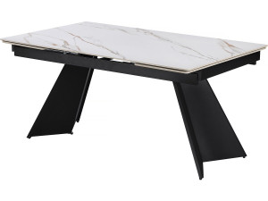 Mesa de jantar extensível em cerâmica para 6 a 10 pessoas "Equinócio" - Branco marmoreado dourado