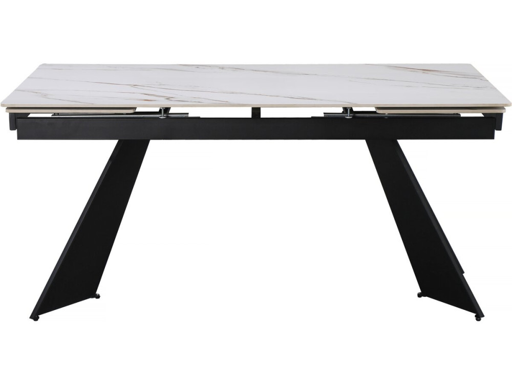 Mesa de jantar extensível em cerâmica para 6 a 10 pessoas "Equinócio" - Branco marmoreado dourado