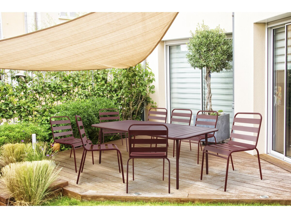 Conjunto de jantar de jardim em metal "Bilbau" - 8 lugares - Terracota