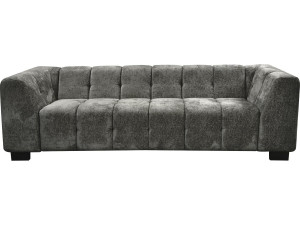 Sofá reto de design em tecido chenille 3 lugares "Foch" - Cinza