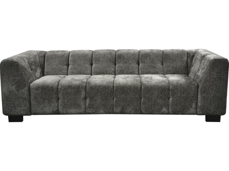 Sofá reto de design em tecido chenille 3 lugares "Foch" - Cinza