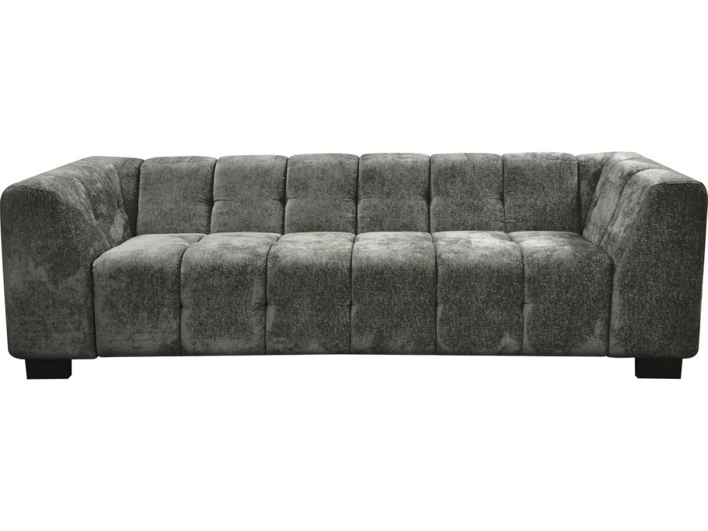 Sofá reto de design em tecido chenille 3 lugares "Foch" - Cinza