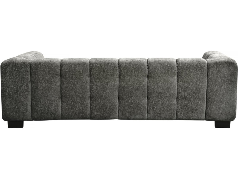 Sofá reto de design em tecido chenille 3 lugares "Foch" - Cinza