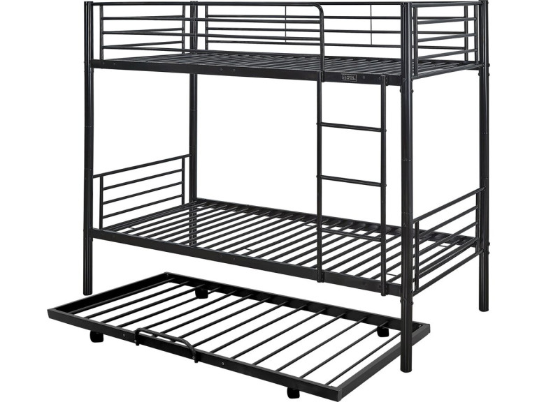 Beliche "ADAM" com gaveta auxiliar - 90 x 190 cm - Metal - Preto