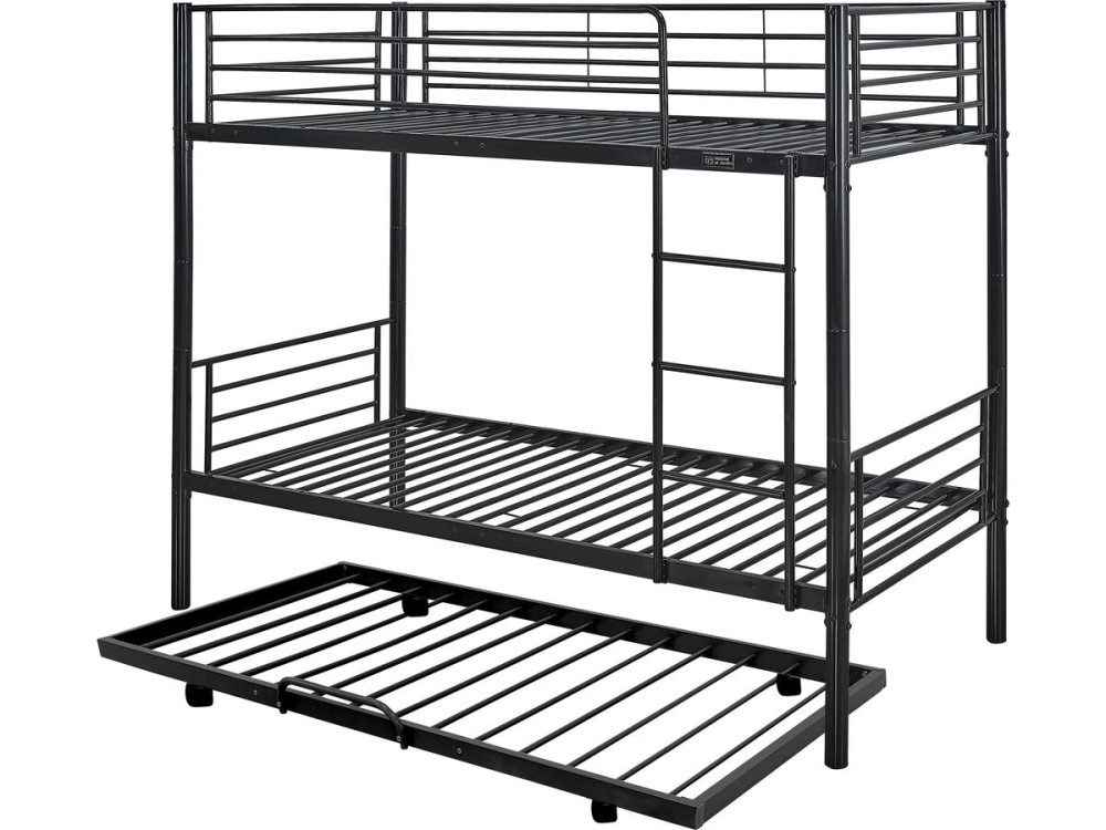 Beliche "ADAM" com gaveta auxiliar - 90 x 190 cm - Metal - Preto