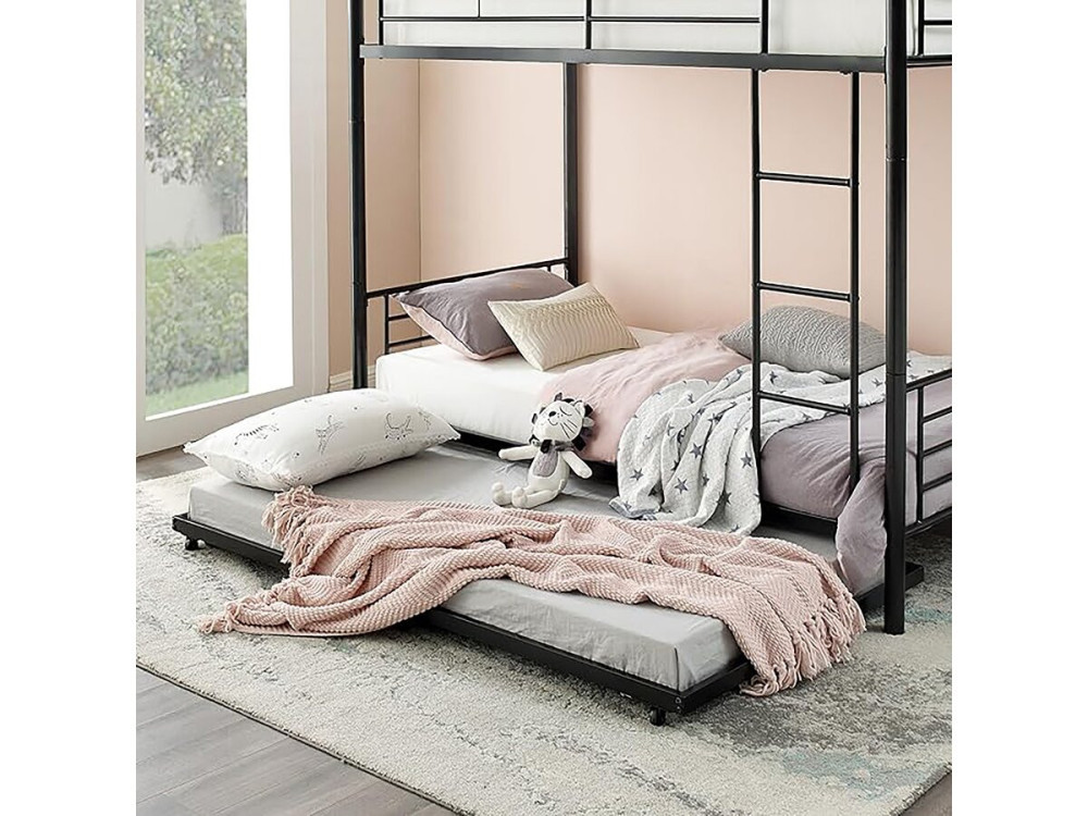 Beliche "ADAM" com gaveta auxiliar - 90 x 190 cm - Metal - Preto