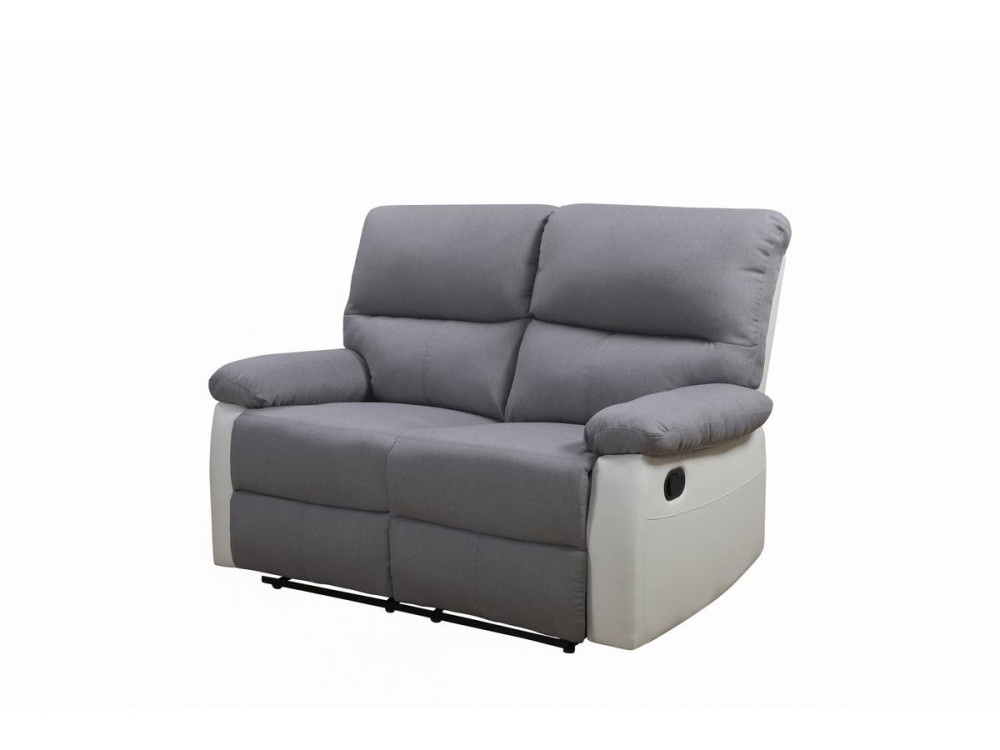 Sofá relax "Lincoln" - 147 x 89 x 103 cm - 2 lugares - Branco / cinza claro