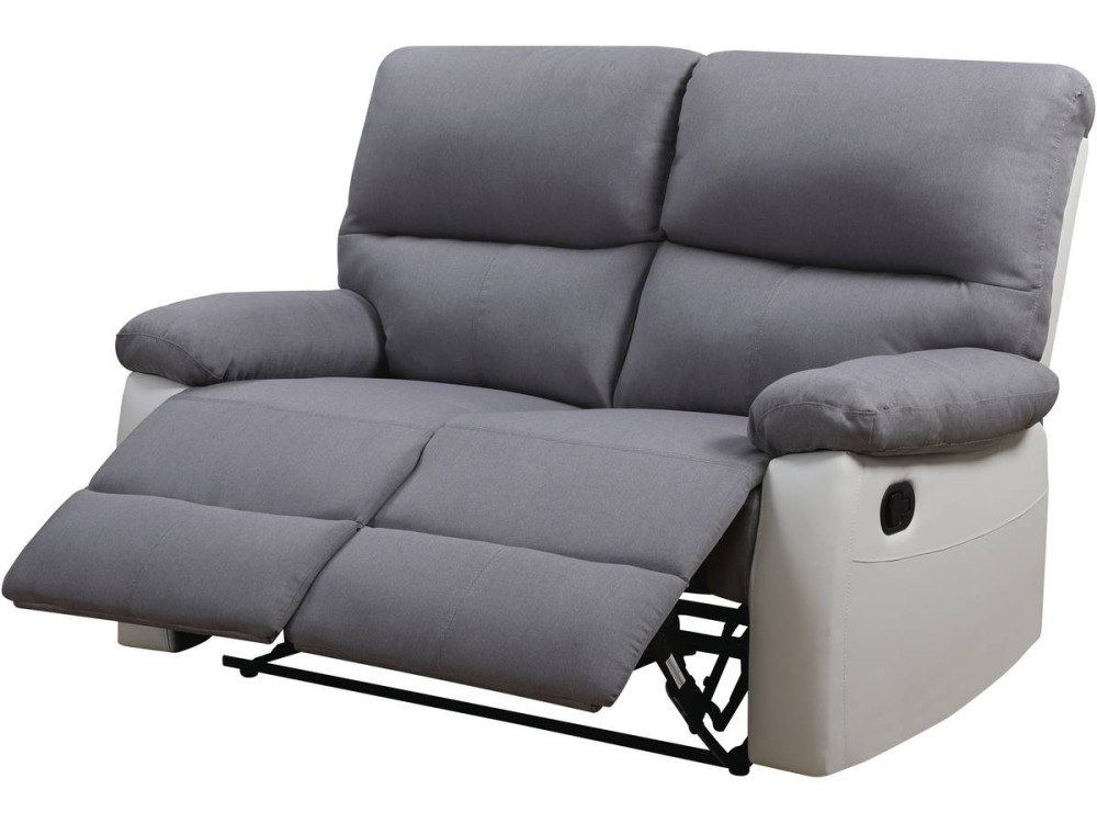 Sofá relax "Lincoln" - 147 x 89 x 103 cm - 2 lugares - Branco / cinza claro