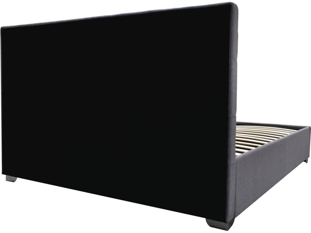 Cama de casal com baú "Tino" - 140 × 190 cm - Cinza
