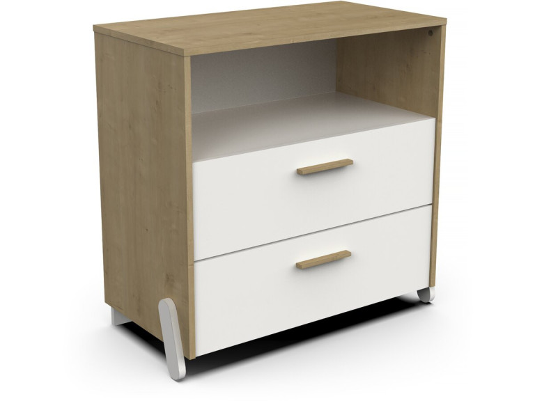 Cómoda infantil "Naili" com 2 gavetas e nicho - Branca