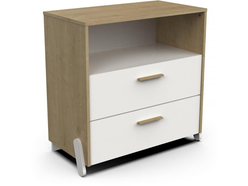 Cómoda infantil "Naili" com 2 gavetas e nicho - Branca