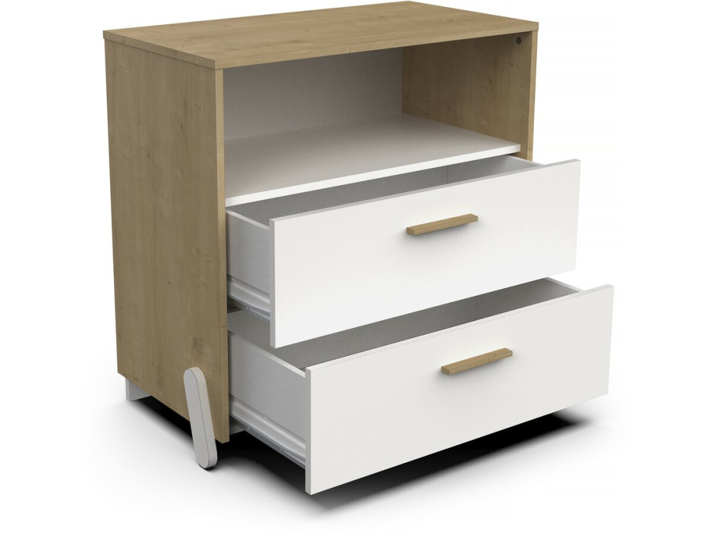 Cómoda infantil "Naili" com 2 gavetas e nicho - Branca