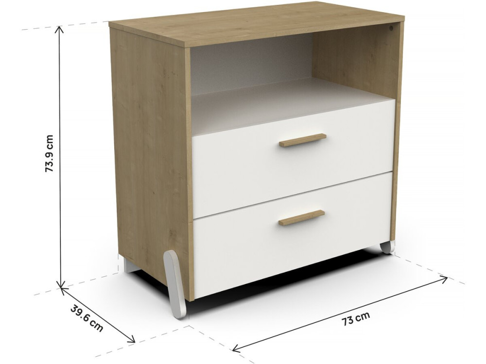 Cómoda infantil "Naili" com 2 gavetas e nicho - Branca