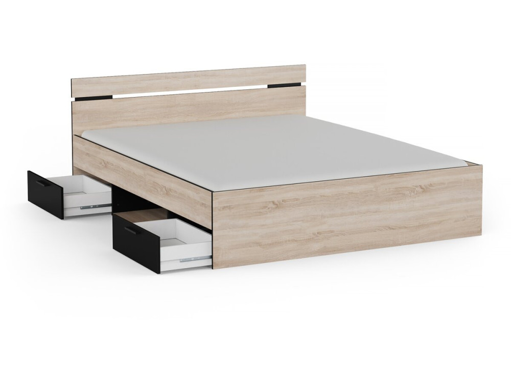 Cama de casal em madeira "Michigan" - 160 x 200 cm - Bege