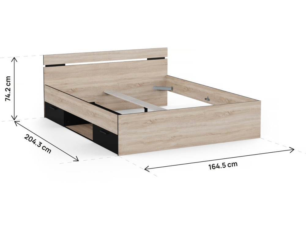 Cama de casal em madeira "Michigan" - 160 x 200 cm - Bege