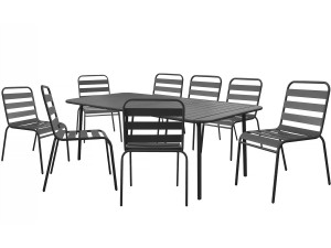 Conjunto de jantar de jardim em metal "Bilbau" - 8 lugares - Cinza