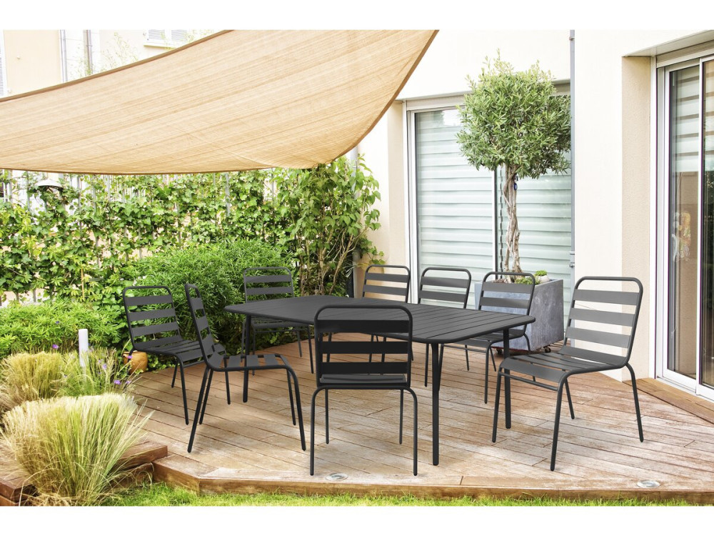 Conjunto de jantar de jardim em metal "Bilbau" - 8 lugares - Cinza