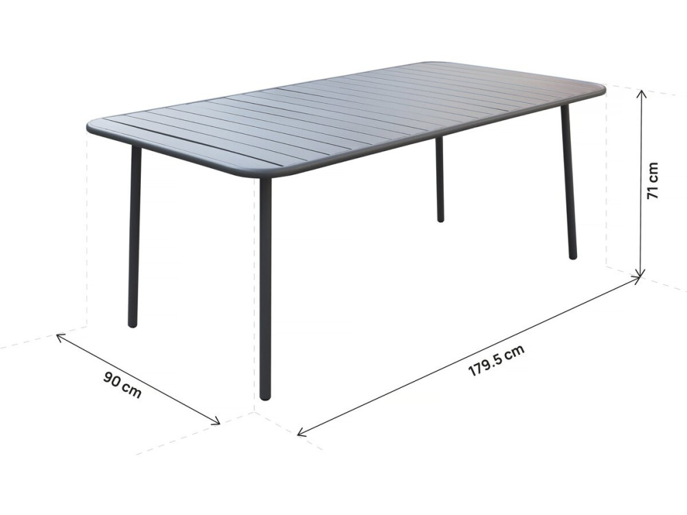 Conjunto de jantar de jardim em metal "Bilbau" - 8 lugares - Cinza