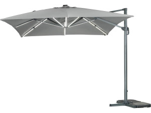 Guarda-sol jardim deportado LED Alu "Sun 3 Luxe" - Quadrado - 3 x 3 m - Cinza