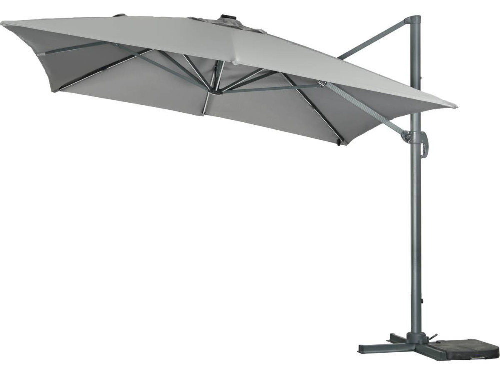 Guarda-sol jardim deportado LED Alu "Sun 3 Luxe" - Quadrado - 3 x 3 m - Cinza