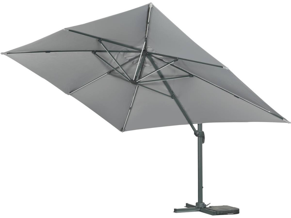 Guarda-sol jardim deportado LED Alu "Sun 3 Luxe" - Quadrado - 3 x 3 m - Cinza