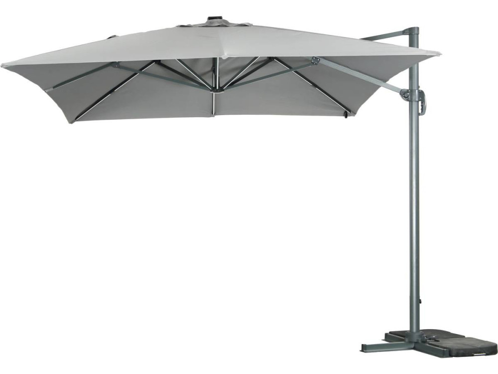 Guarda-sol jardim deportado LED Alu "Sun 3 Luxe" - Quadrado - 3 x 3 m - Cinza