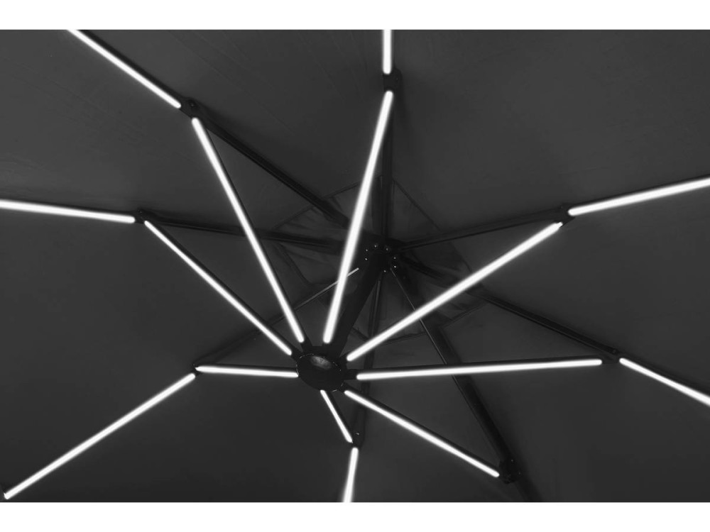 Guarda-sol de jardim Alu "Sun 4 Luxe" com LEDs deportados - Retângulo - 3 x 4 m - Balastro incluído