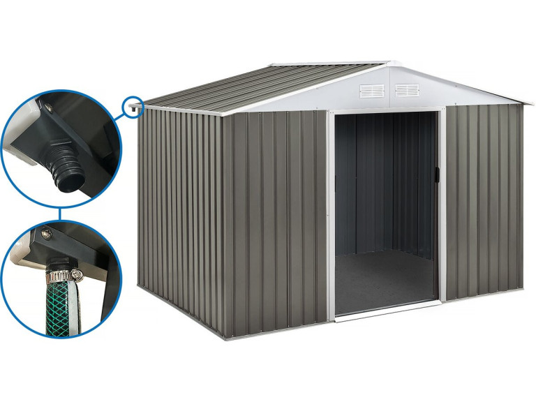 Abrigo de jardim metálico "Dallas" - 8,84m² com calha