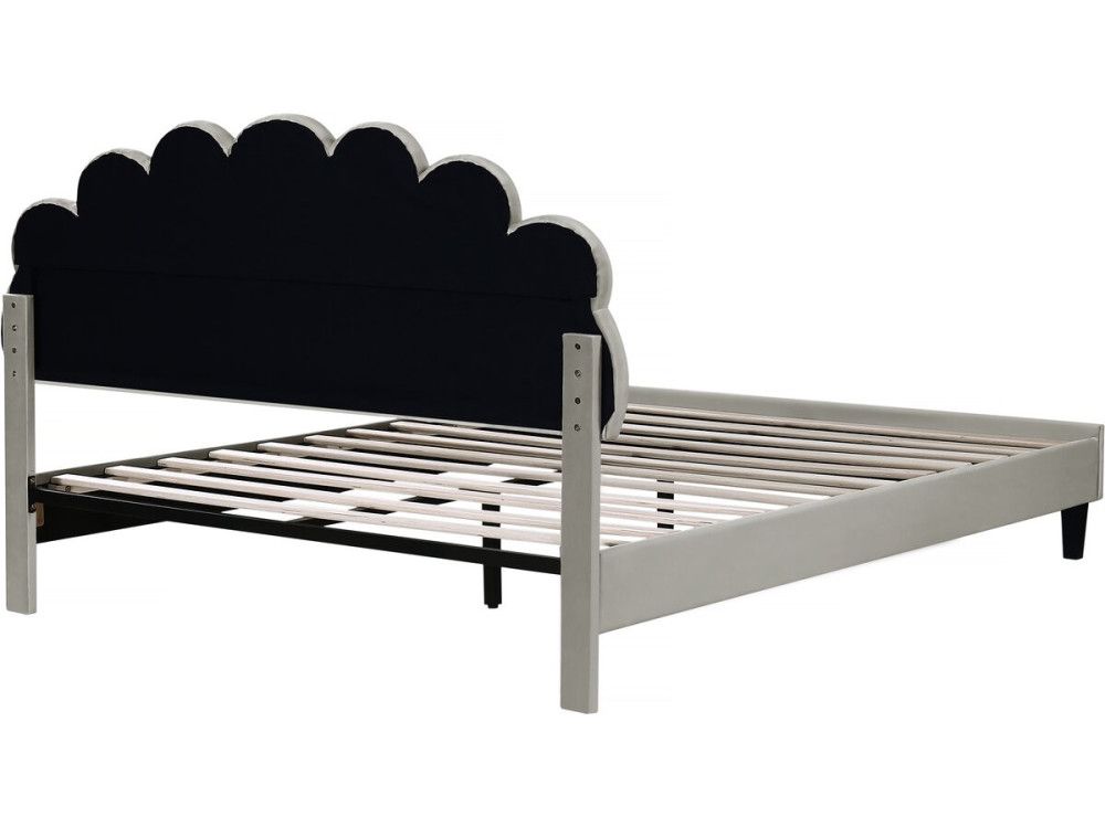Cama de marinheiro em veludo "Manon" - 160 x 200 cm - Cinzento