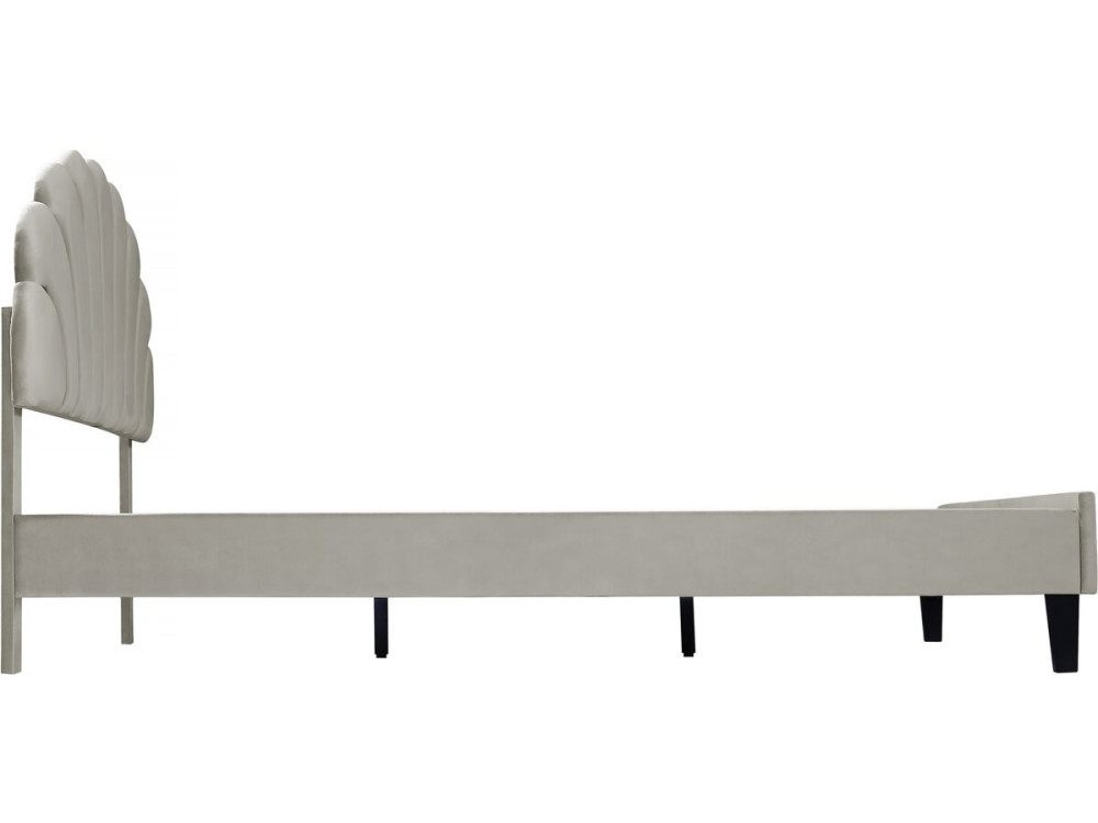 Cama de marinheiro em veludo "Manon" - 160 x 200 cm - Cinzento