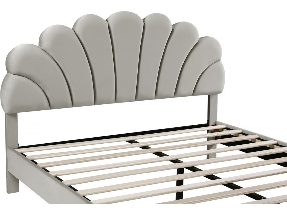 Cama de marinheiro em veludo "Manon" - 160 x 200 cm - Cinzento