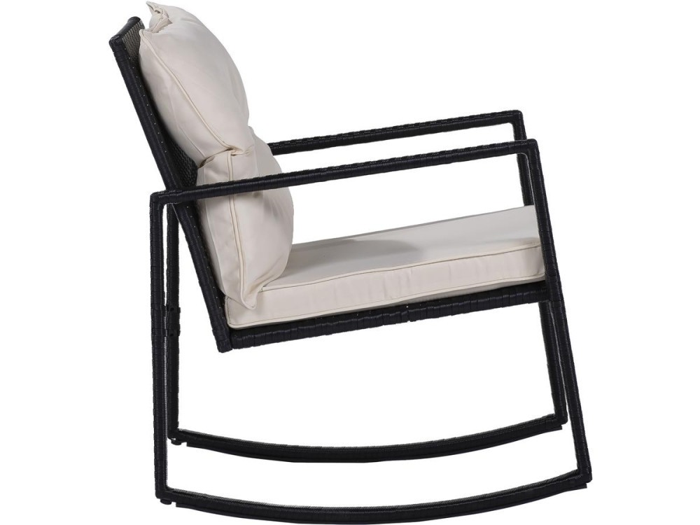 Salon de jardin avec  2 fauteuils à bascule "Sami" - Noir/beige