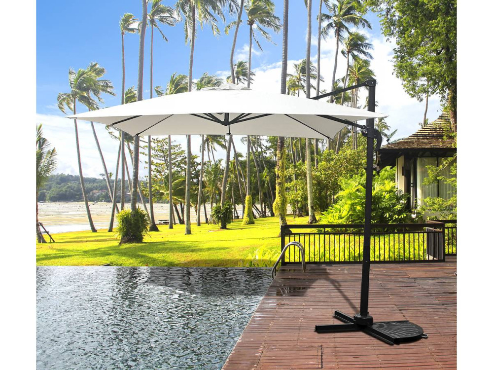 Guarda-sol de jardim offset "Soleil" - Quadrado - 2,5 x 2,5 m - Ecru + Capa protetora