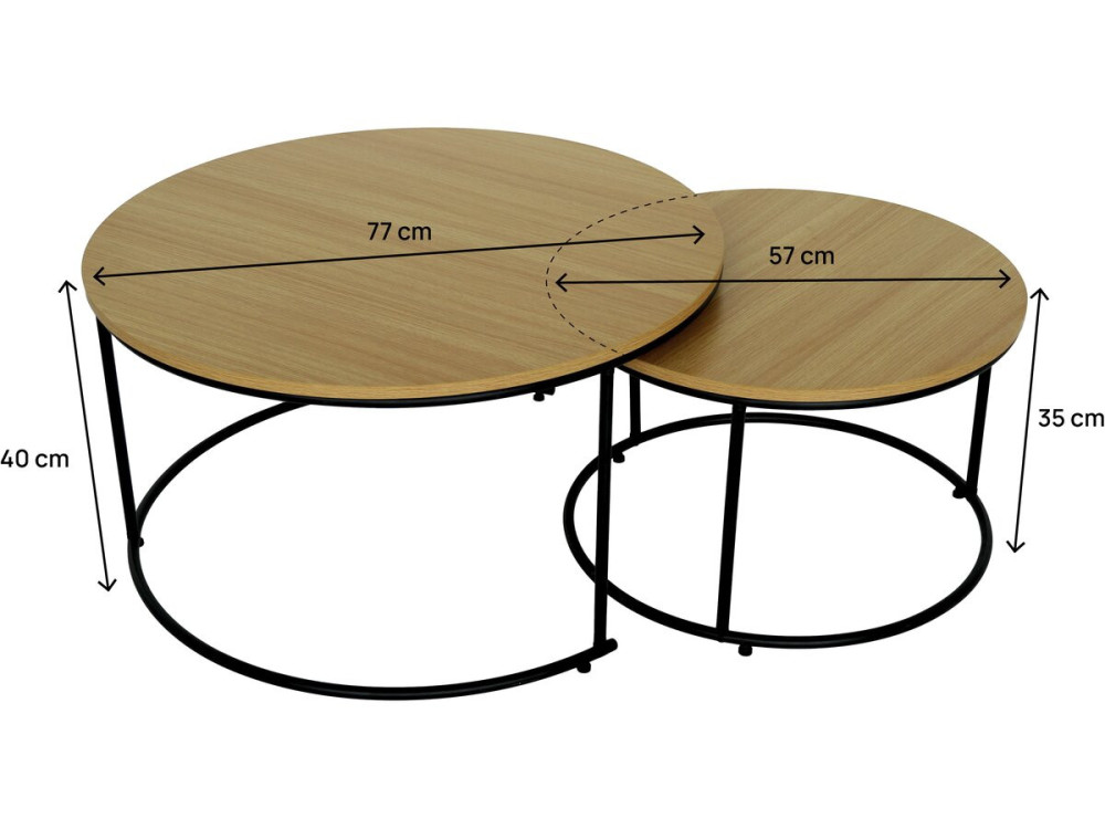 Conjunto de 2 mesas de centro encaixáveis "Wen" - Castanho