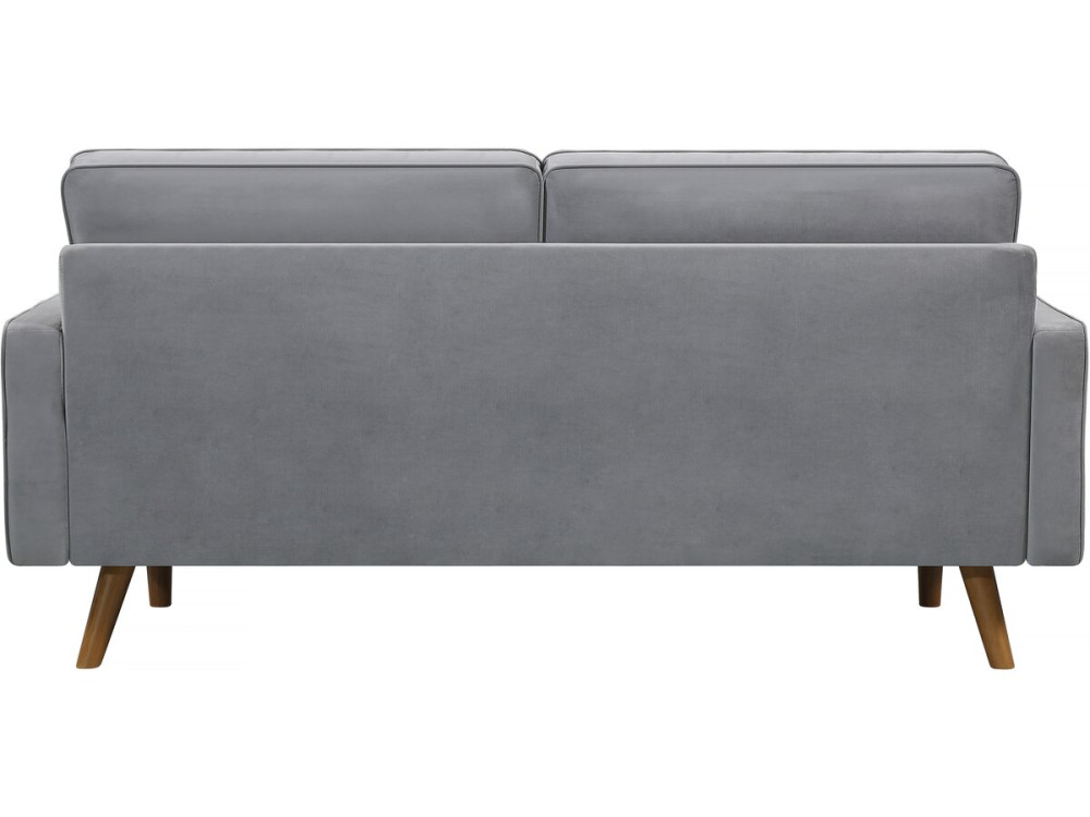 Sofá fixo de veludo "Yannick" - 82 x 179 x 86 cm - 3 lugares - Cinza claro