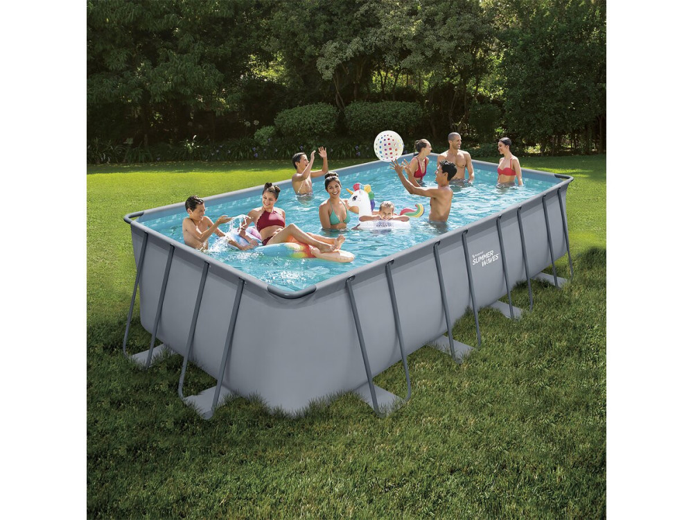Piscina tubular cinza - "LUDO 2" - 4,01 x 2,01 x 1,22 m - filtração de areia 2,5 m³/h