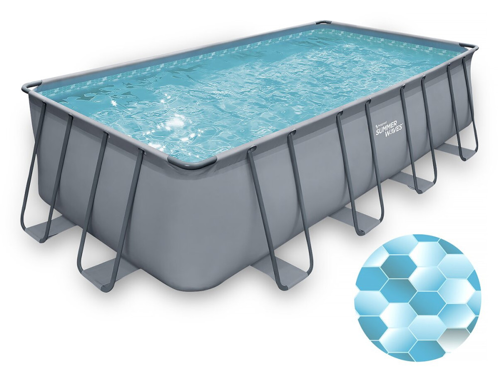 Piscina tubular cinza - "LUDO 2" - 4,01 x 2,01 x 1,22 m - filtração de areia 2,5 m³/h