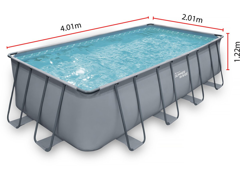 Piscina tubular cinza - "LUDO 2" - 4,01 x 2,01 x 1,22 m - filtração de areia 2,5 m³/h