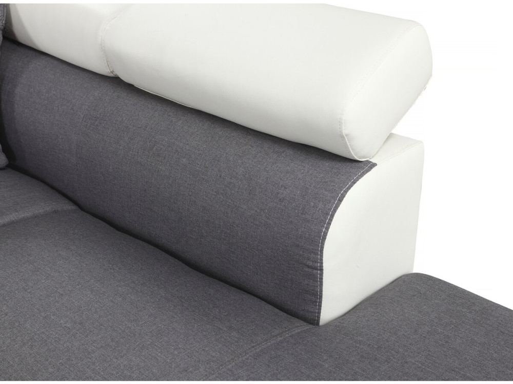 Sofá de canto conversível "Sophia luxe" - 265 x 190,5 x 80/91 cm - Branco / Cinza - 5 lugares - Canto esquerdo